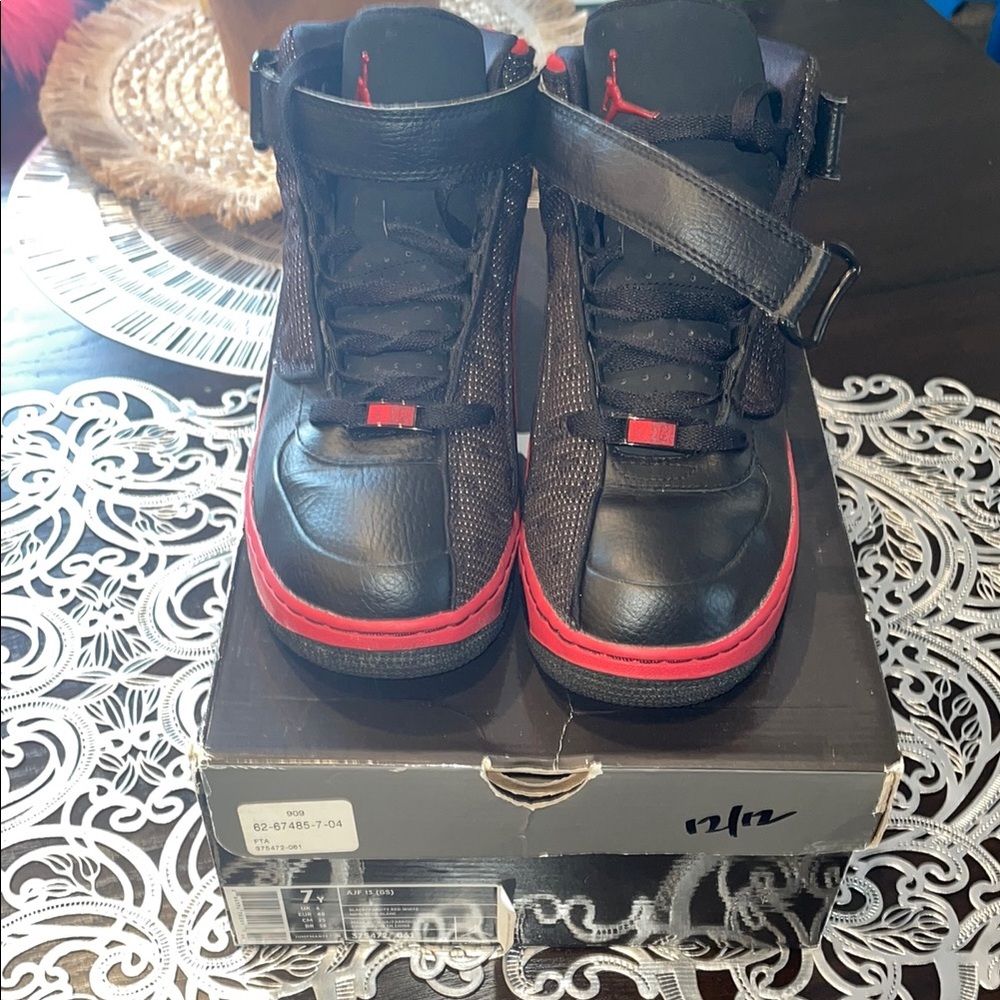 Kids Black and Red High-Top Sneakers